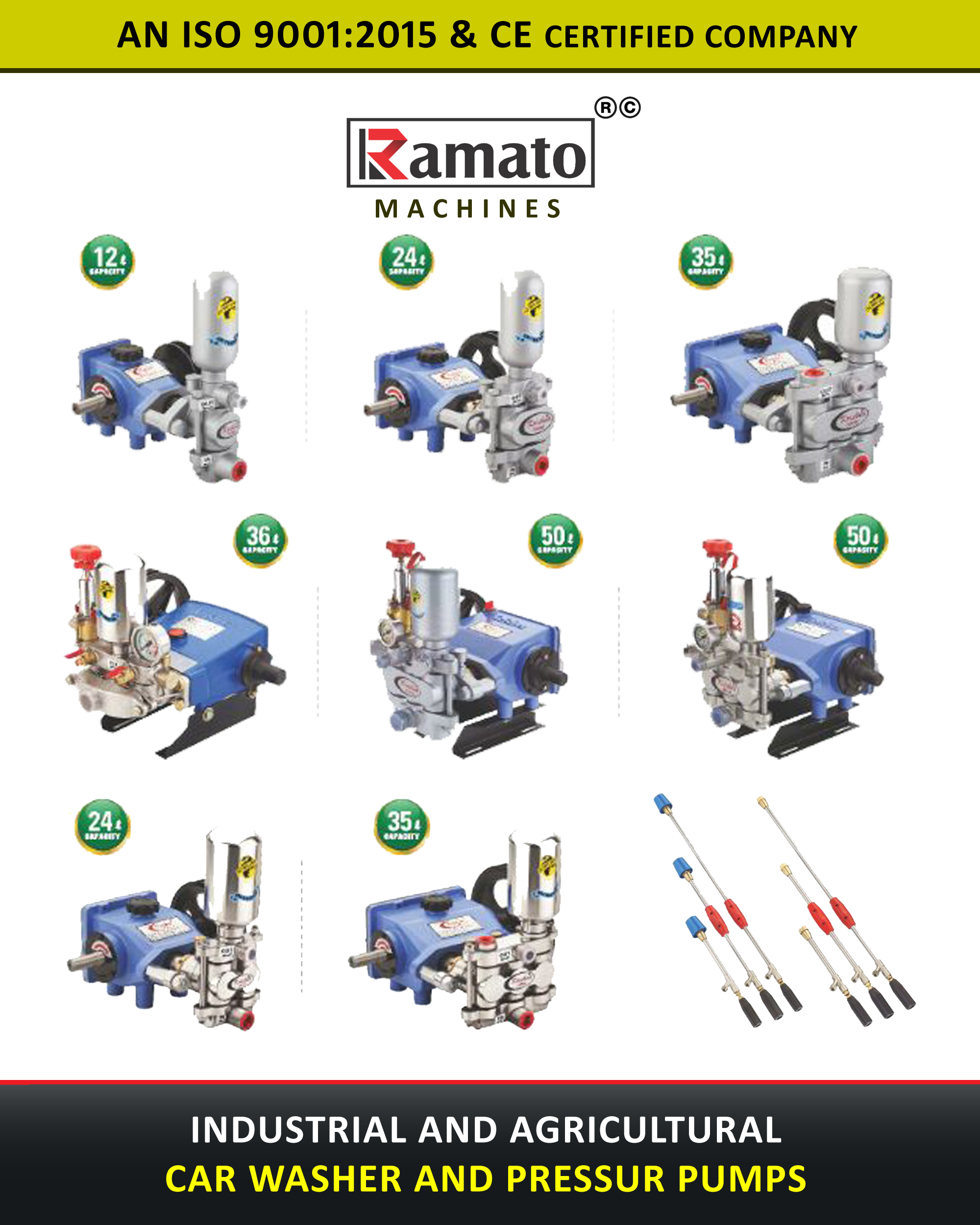 Ramato HTP car washer pressure pump manufactured by Rajlaxmi Machine Tools, Rajkot Gujarat India