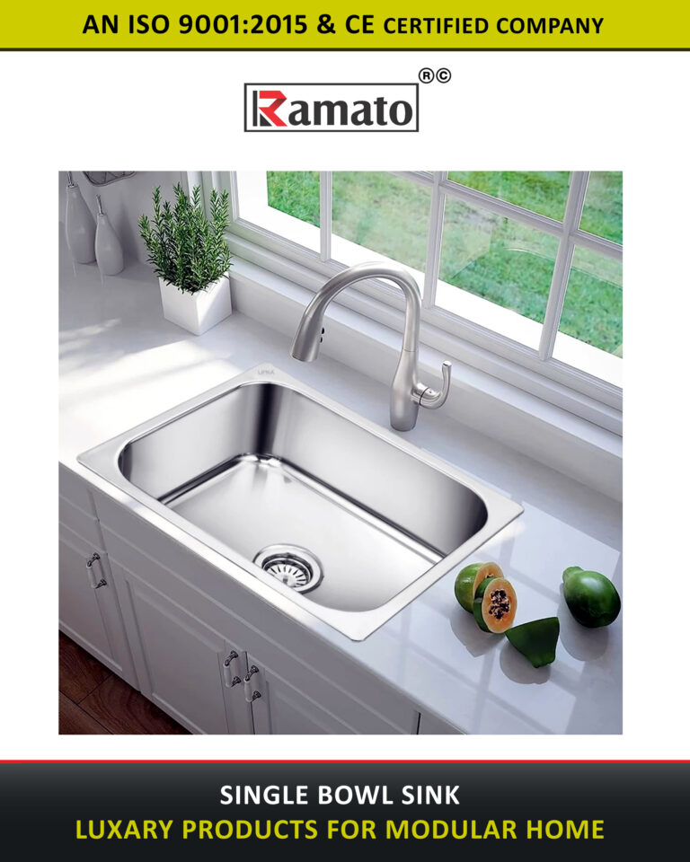 Ramato single bowl kitchen sink manufactured in Rajkot, Gujarat, India